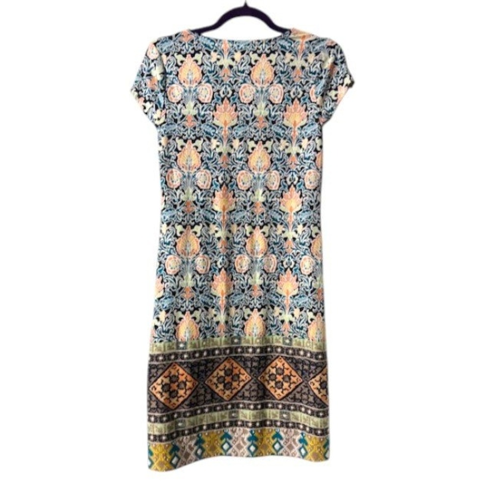 Ornate‎ Floral Motif PS Dress Geometric Artsy Boho Eclectic Resort Cruise Party - Picture 2 of 11